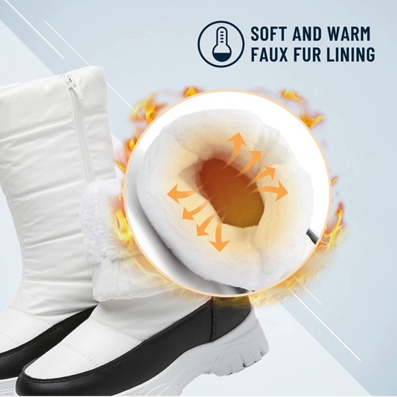 Mid Calf Waterproof Winter Snow Boots Warm Faux Fur Lined - Picture 3 of 6